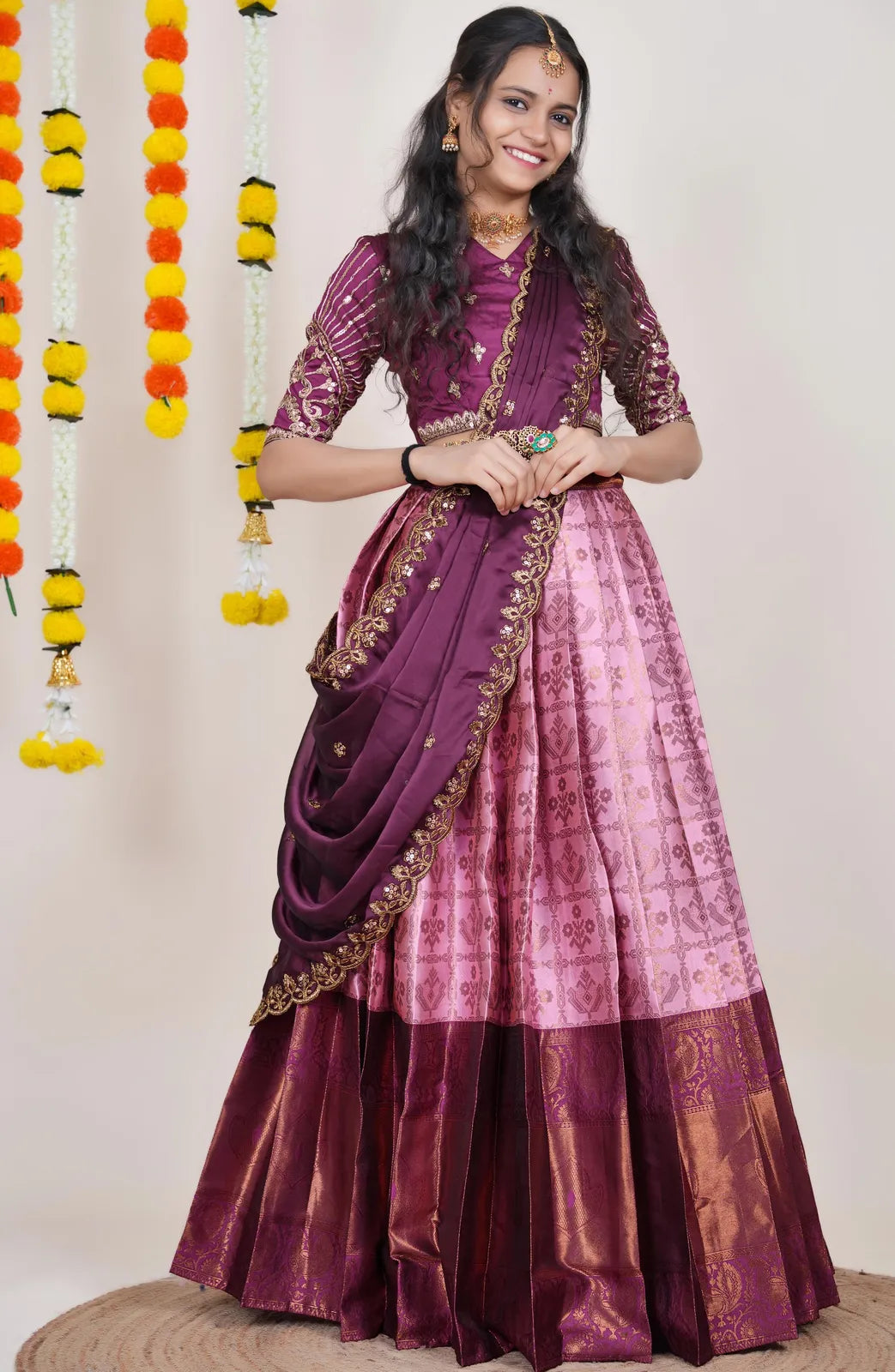 Ojasvini South Indian Festival Traditional Half Saree