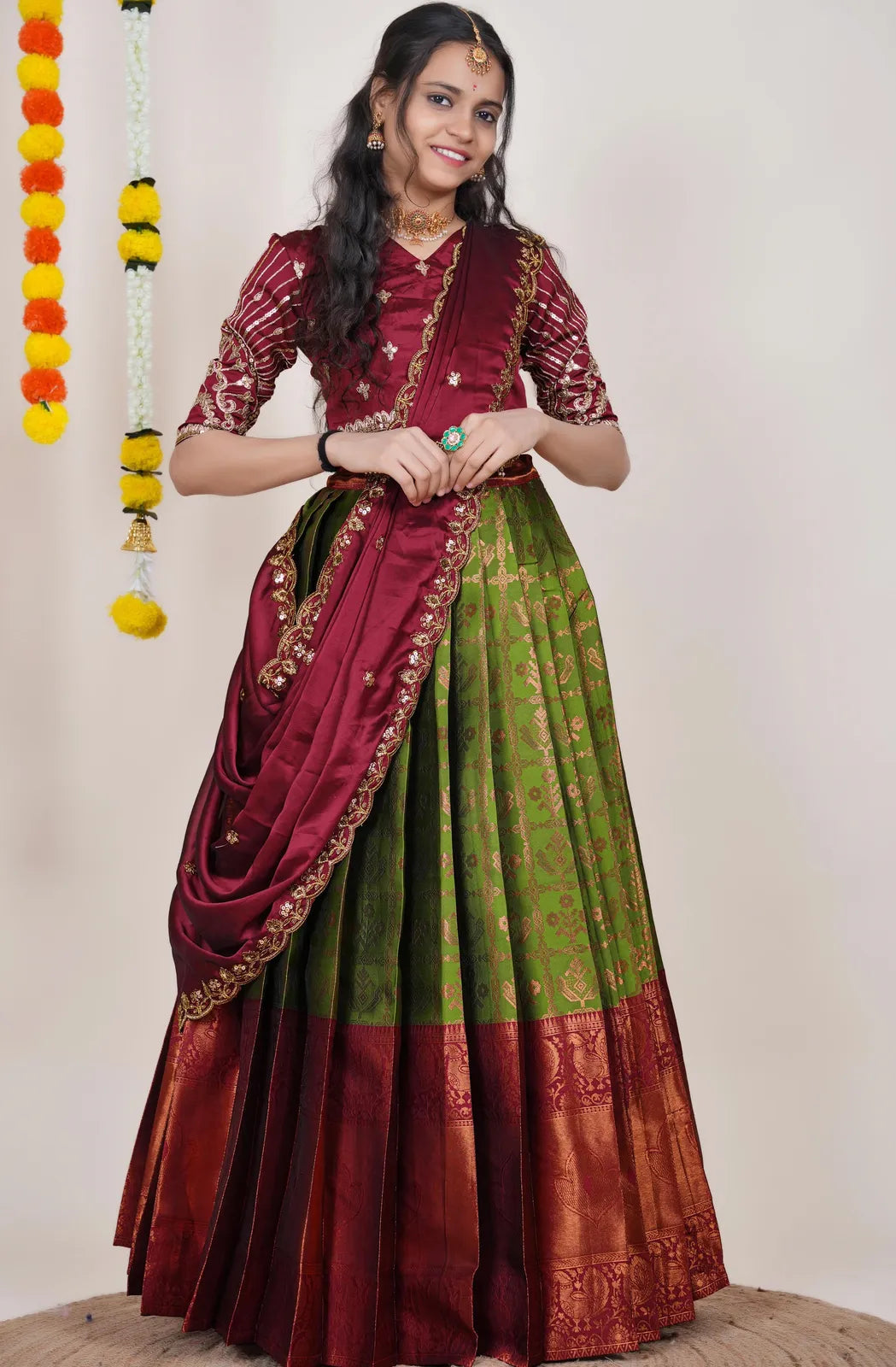 Ojasvini South Indian Festival Traditional Half Saree