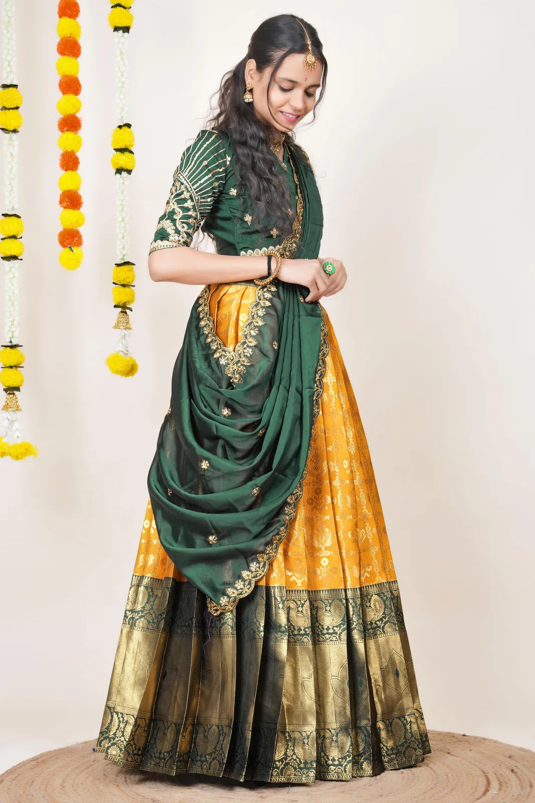 Ojasvini South Indian Festival Traditional Half Saree