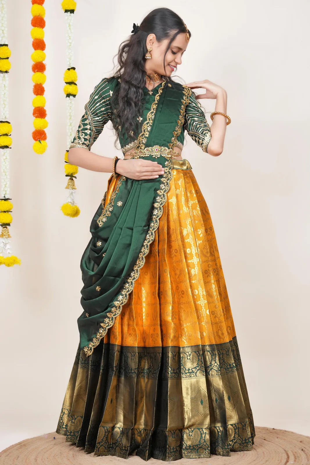 Ojasvini South Indian Festival Traditional Half Saree