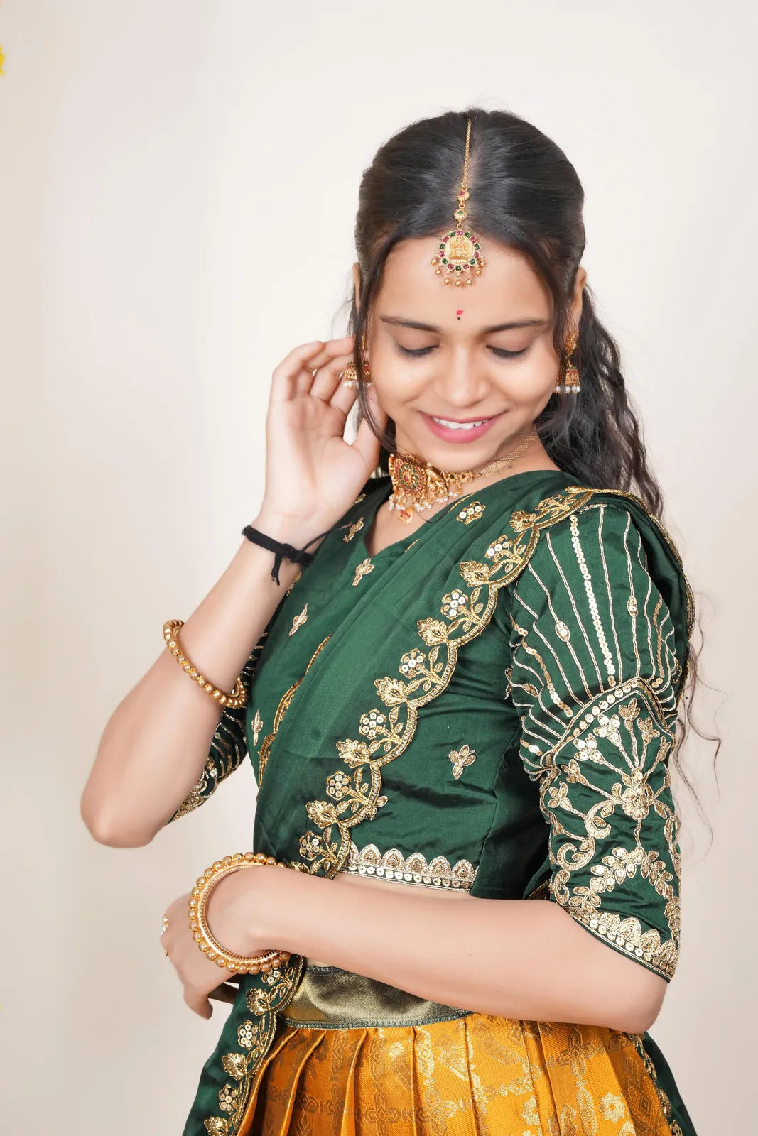 Ojasvini South Indian Festival Traditional Half Saree