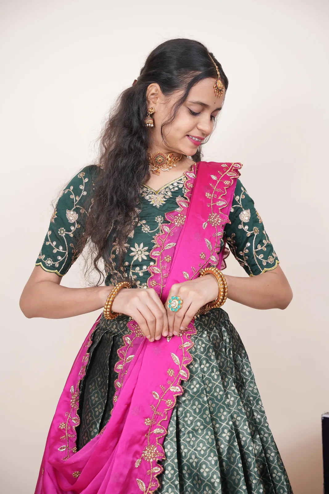 Zuvitha South Indian Festival Traditional Half Saree