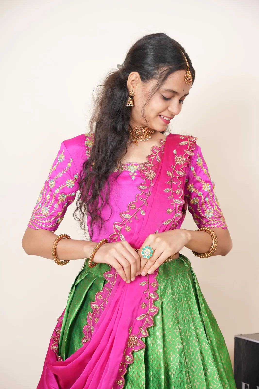 Zuvitha South Indian Festival Traditional Half Saree