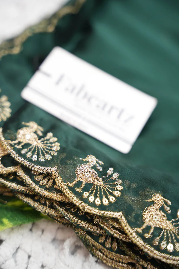 Beautiful Half Saree with Print Design with Jacquard Border & Rangoli Silk Dupatta For Women (DigitalJacQ)