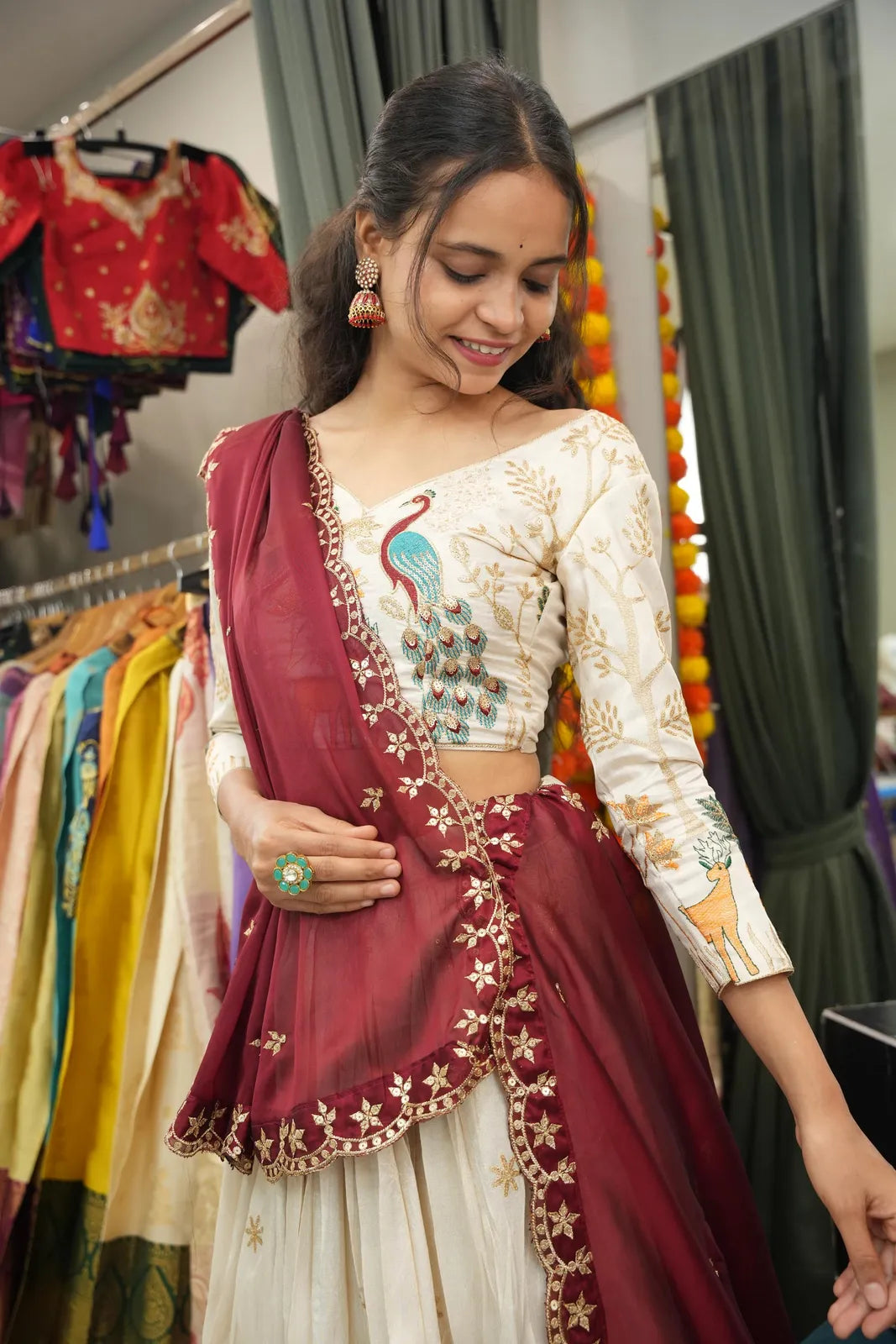 Mayuri Women's Embroidered Shimmer Lehenga Choli with Sequins Work