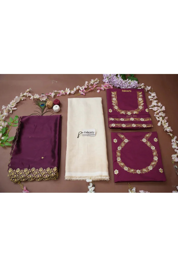 Amalkaya KV South Indian Festival Traditional Half Saree with Embroidered Blouse & Dupatta