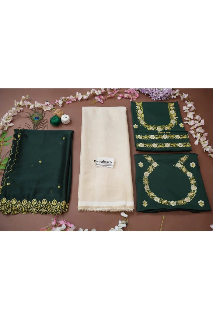 Amalkaya KV South Indian Festival Traditional Half Saree with Embroidered Blouse & Dupatta
