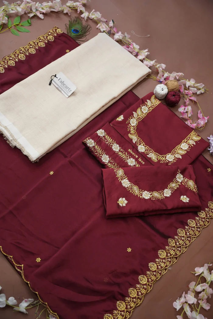 Amalkaya KV South Indian Festival Traditional Half Saree with Embroidered Blouse & Dupatta