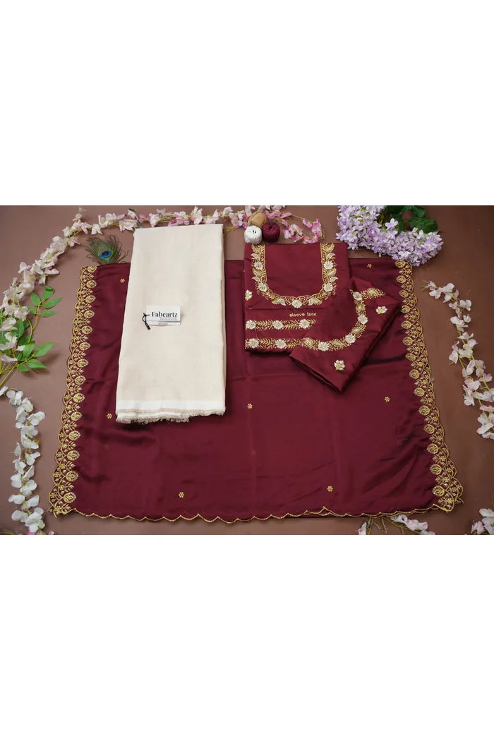 Amalkaya KV South Indian Festival Traditional Half Saree with Embroidered Blouse & Dupatta