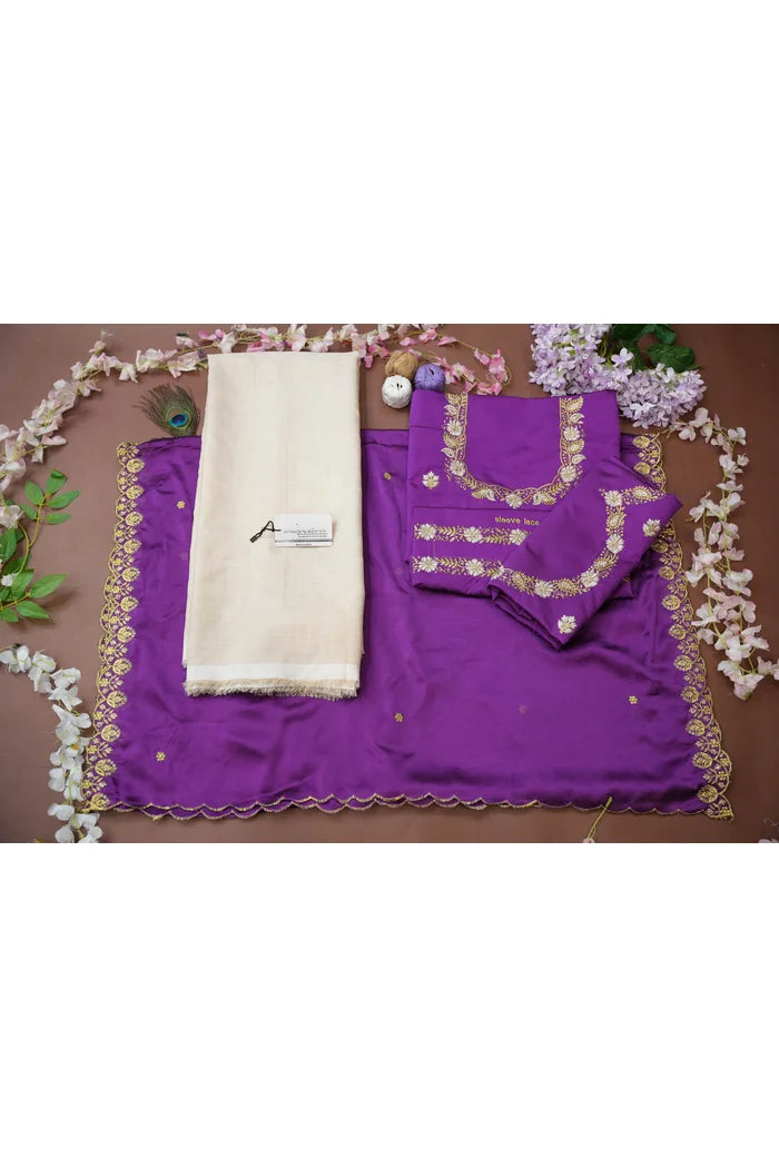Amalkaya KV South Indian Festival Traditional Half Saree with Embroidered Blouse & Dupatta