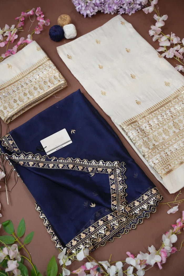 Aarohi Women's Woven Design Half Saree with Blouse and Dupatta
