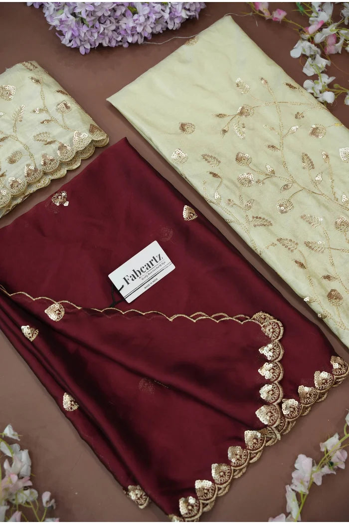 Satyabhumi Women's Woven Design Half Saree with Blouse and Dupatta