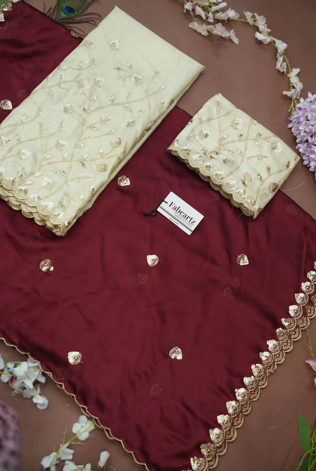 Satyabhumi Women's Embroidered Half Saree with Blouse and Dupatta