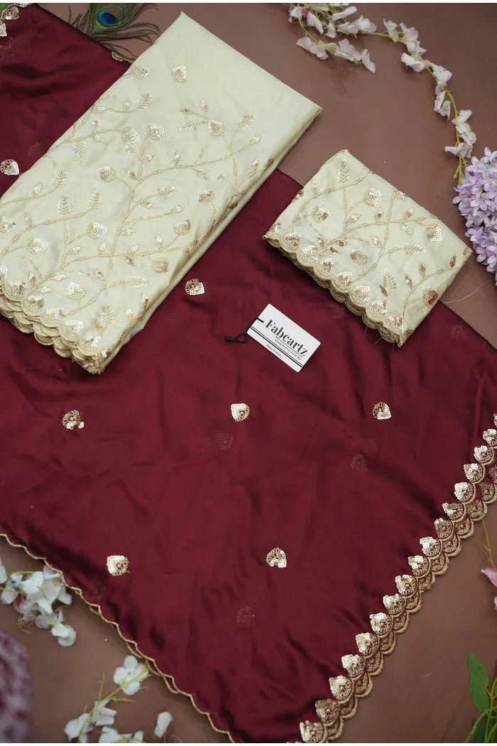 Satyabhumi Women's Woven Design Half Saree with Blouse and Dupatta