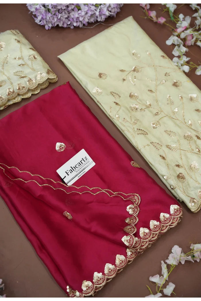 Satyabhumi Women's Woven Design Half Saree with Blouse and Dupatta