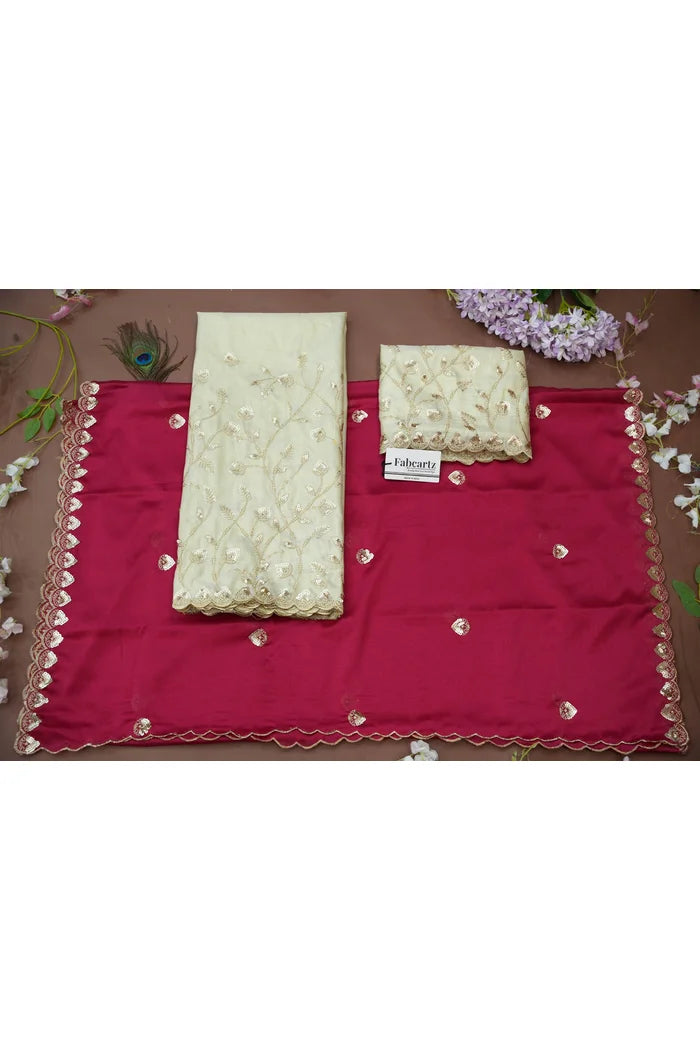 Satyabhumi Women's Woven Design Half Saree with Blouse and Dupatta