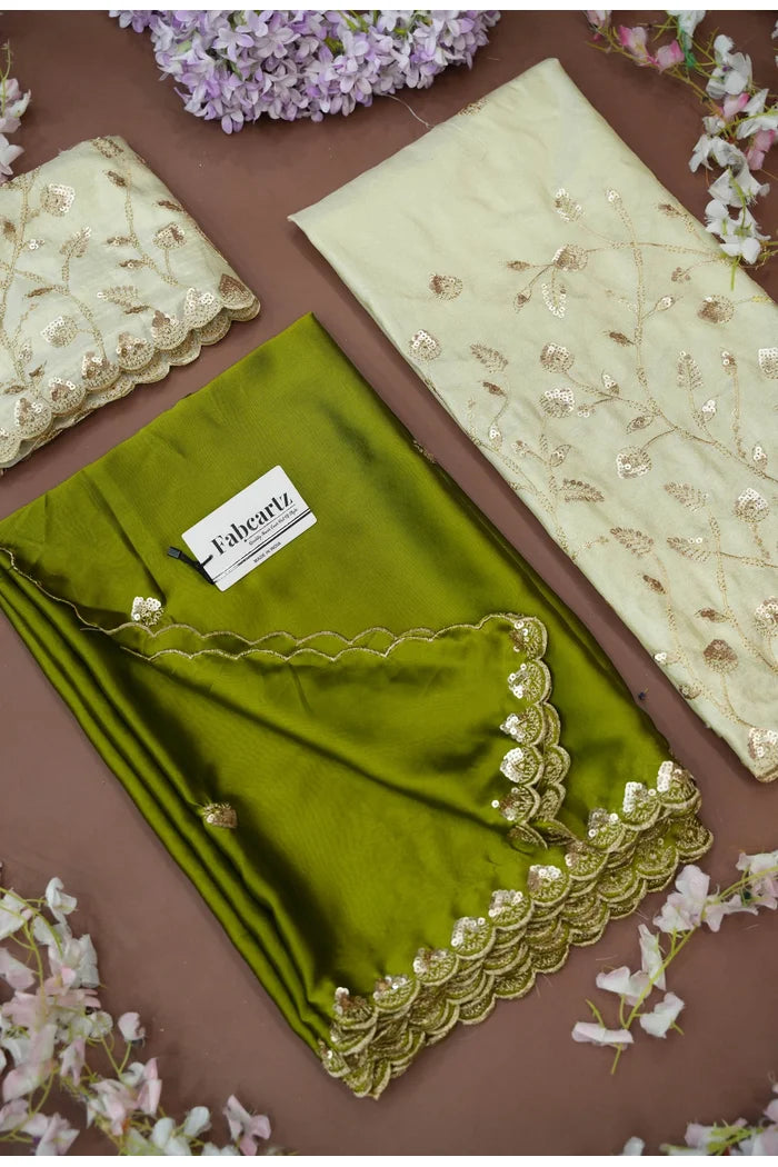 Satyabhumi Women's Woven Design Half Saree with Blouse and Dupatta