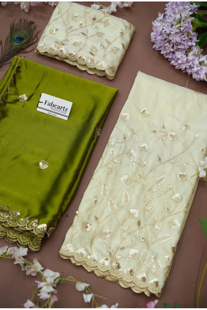 Satyabhumi Women's Woven Design Half Saree with Blouse and Dupatta