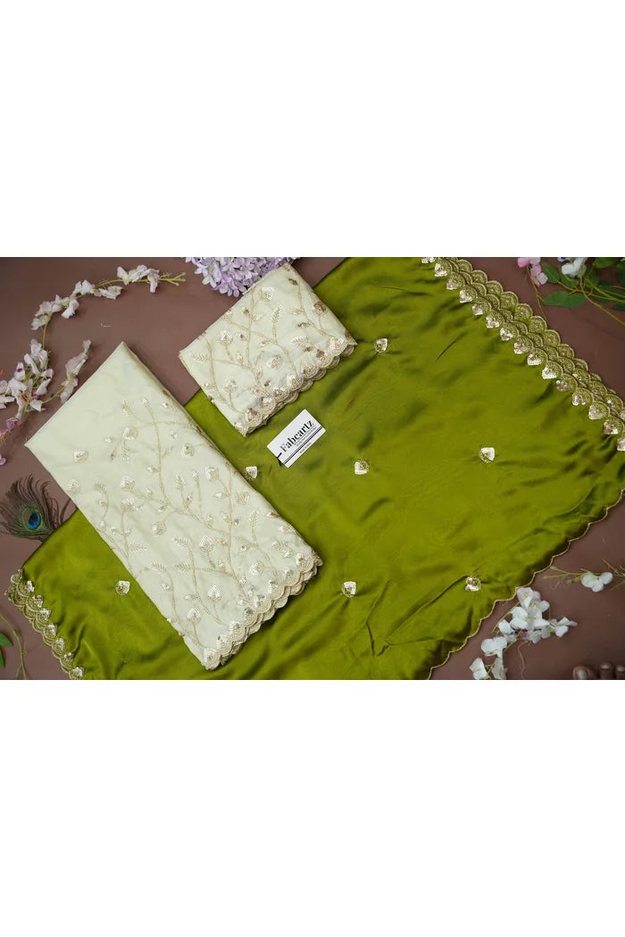 Satyabhumi Women's Woven Design Half Saree with Blouse and Dupatta