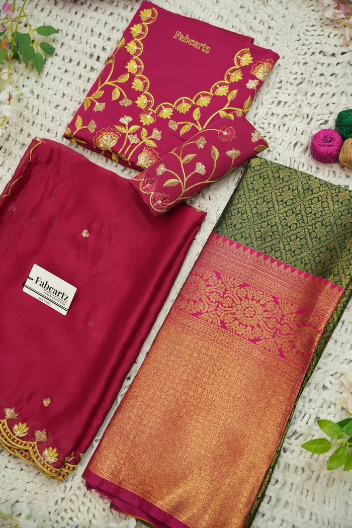 Juhi Women's Woven Design Half Saree with Blouse and Dupatta