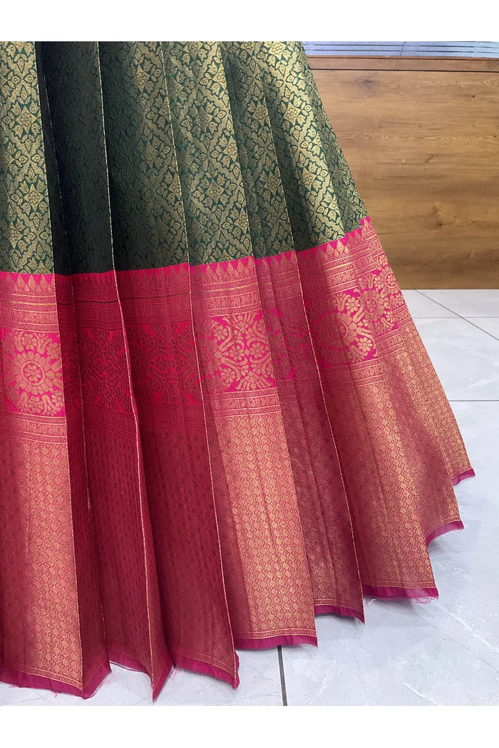 Juhi Women's Woven Design Half Saree with Blouse and Dupatta