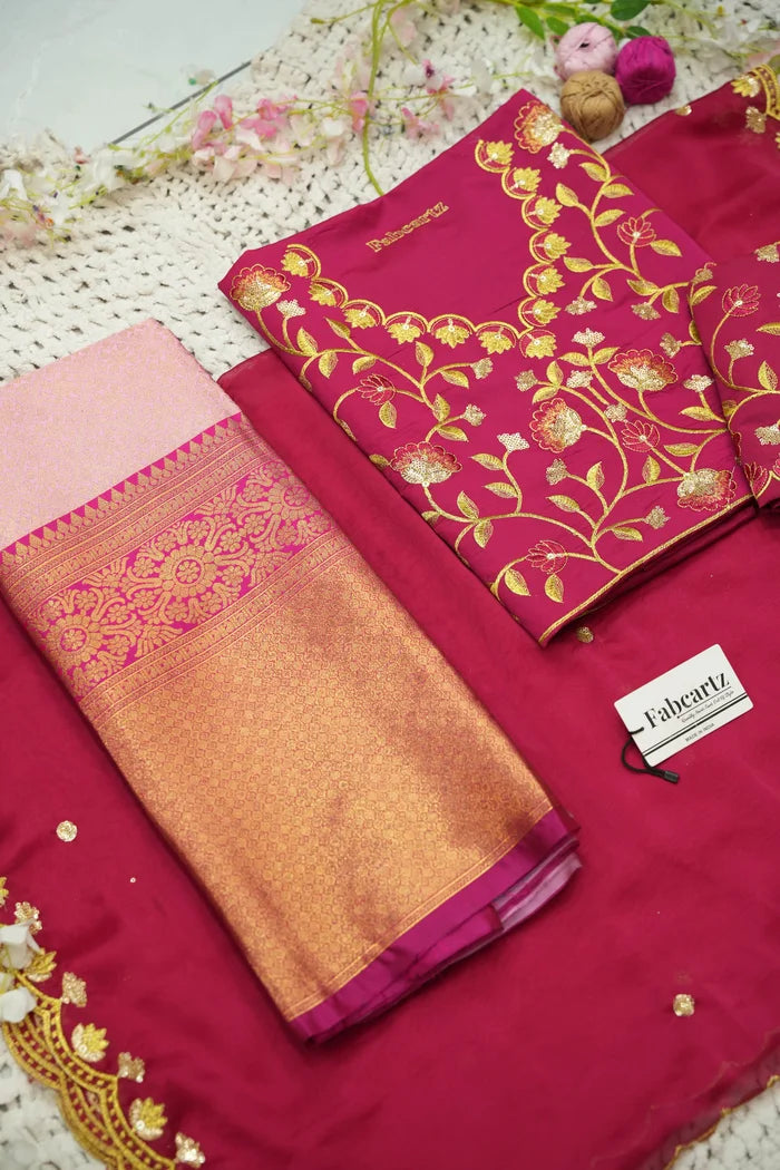 Juhi Women's Woven Design Half Saree with Blouse and Dupatta
