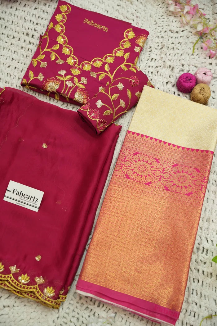 Juhi Women's Woven Design Half Saree with Blouse and Dupatta