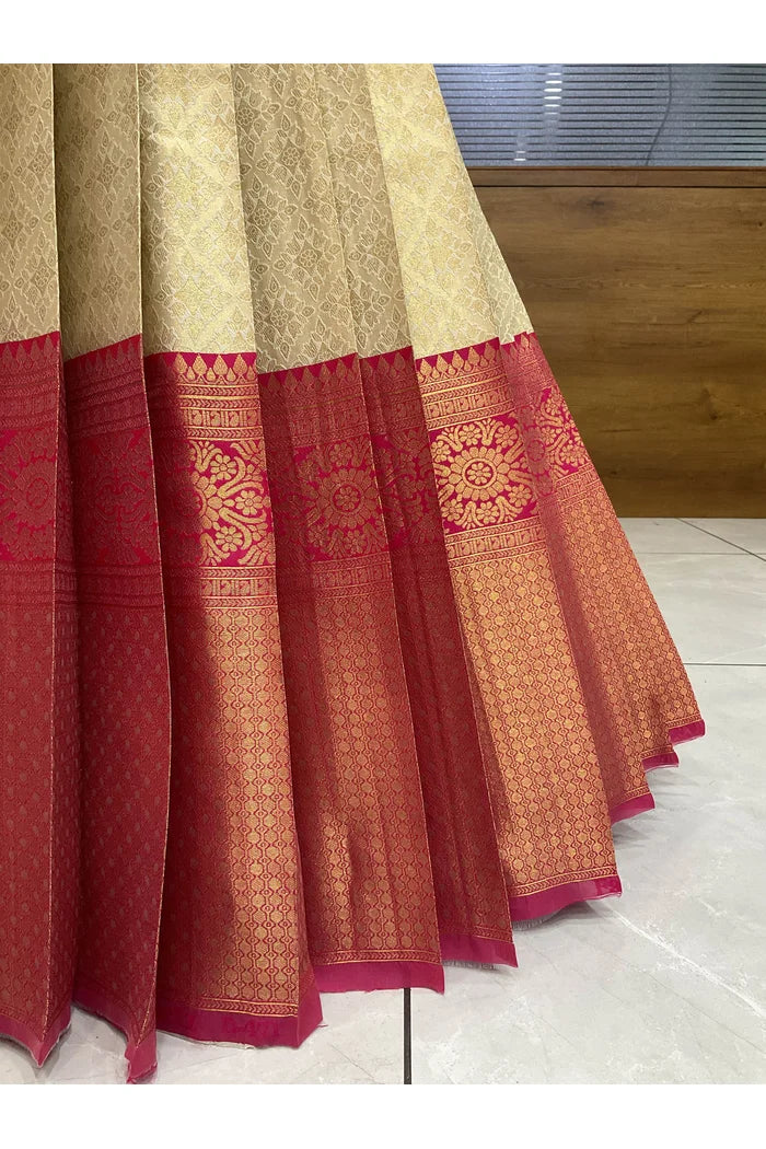 Juhi Women's Woven Design Half Saree with Blouse and Dupatta