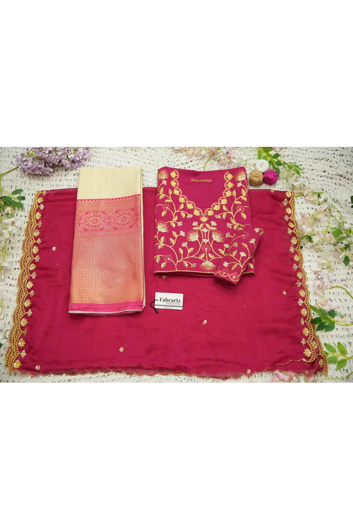 Juhi Women's Woven Design Half Saree with Blouse and Dupatta