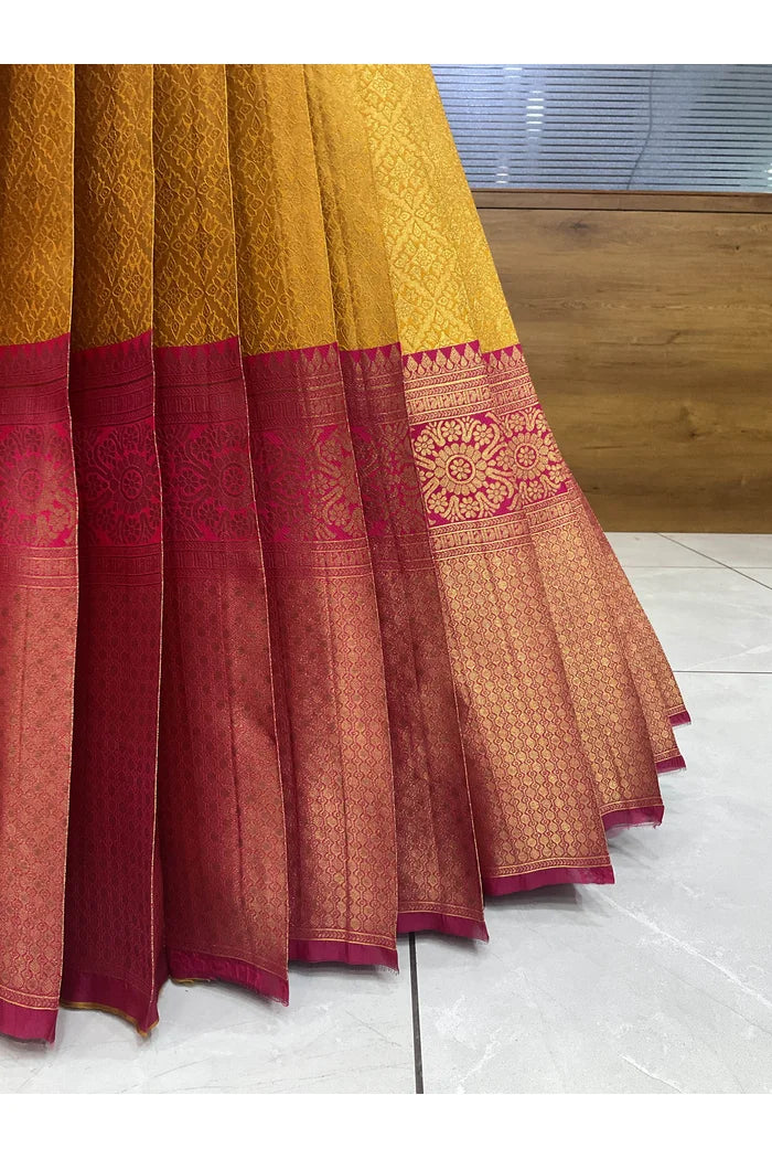 Juhi Women's Woven Design Half Saree with Blouse and Dupatta
