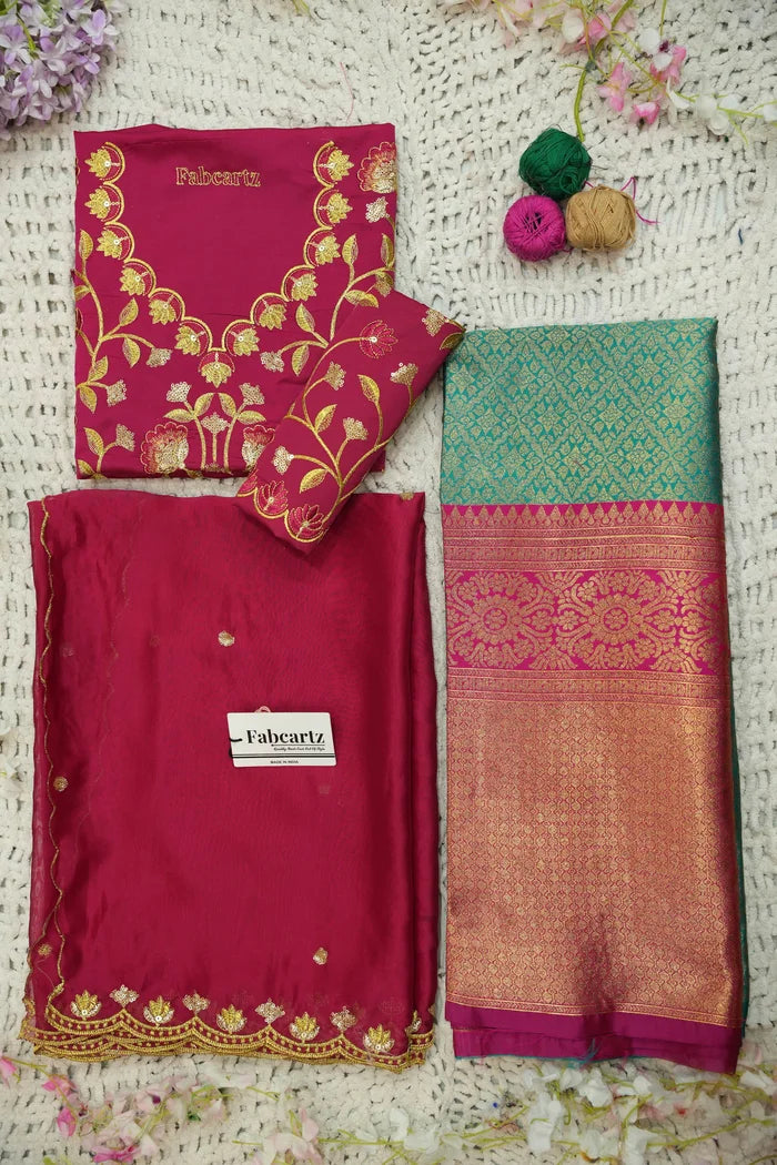 Juhi Women's Woven Design Half Saree with Blouse and Dupatta