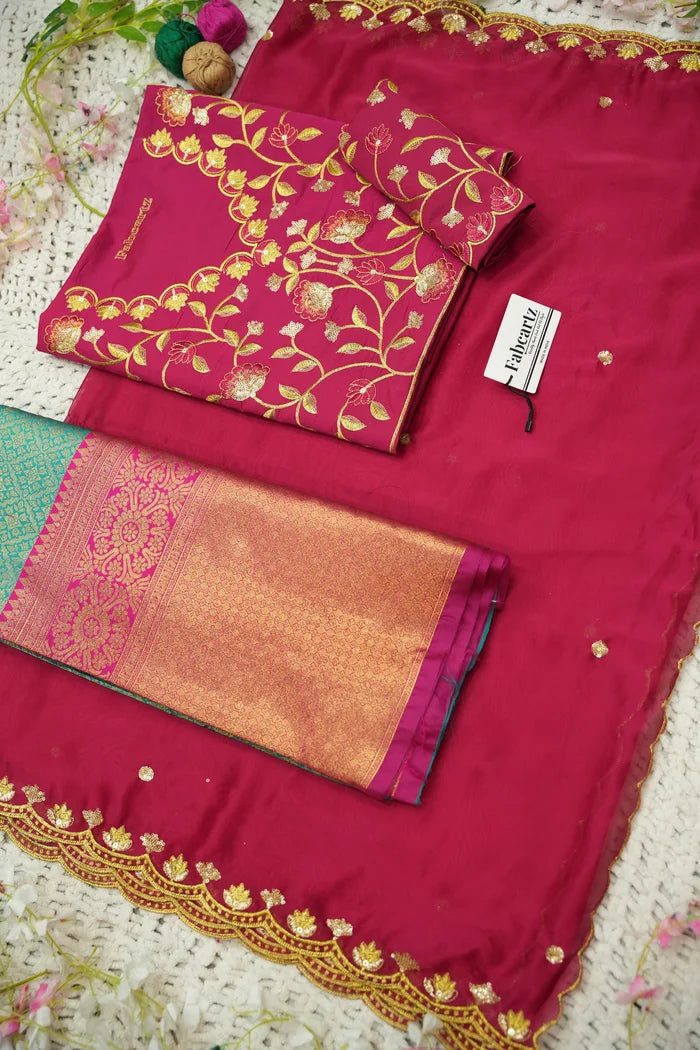 Juhi Women's Woven Design Half Saree with Blouse and Dupatta