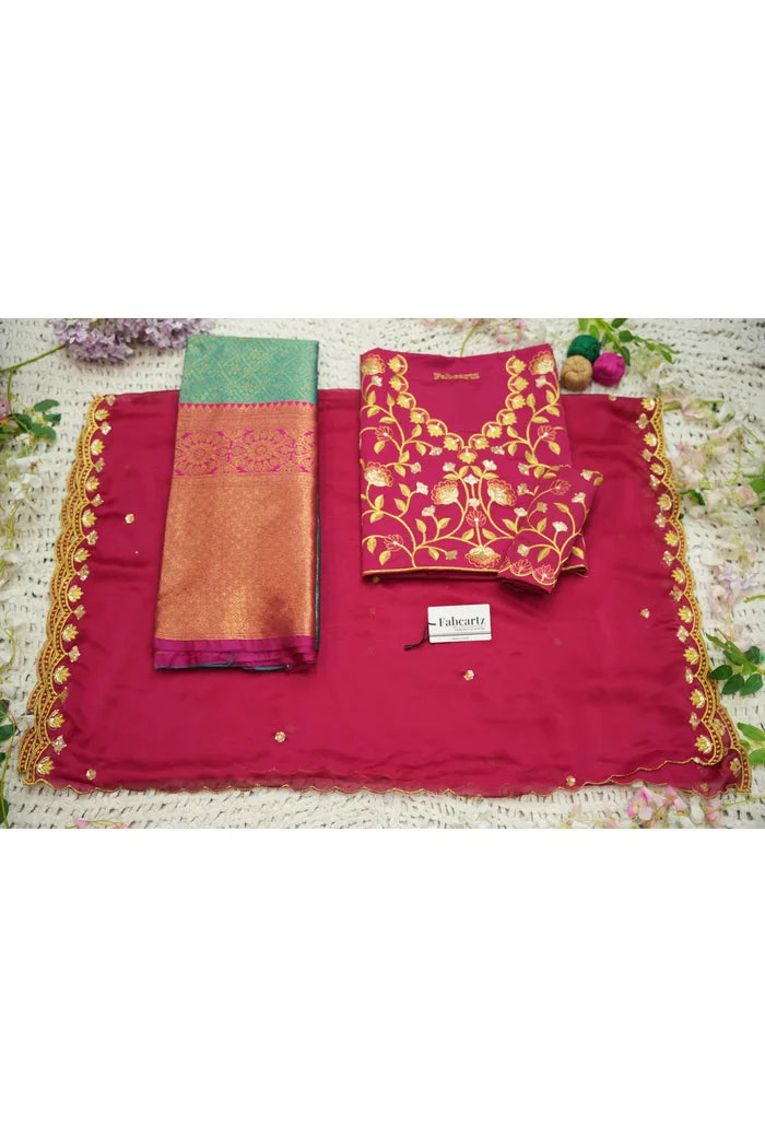 Juhi Women's Woven Design Half Saree with Blouse and Dupatta