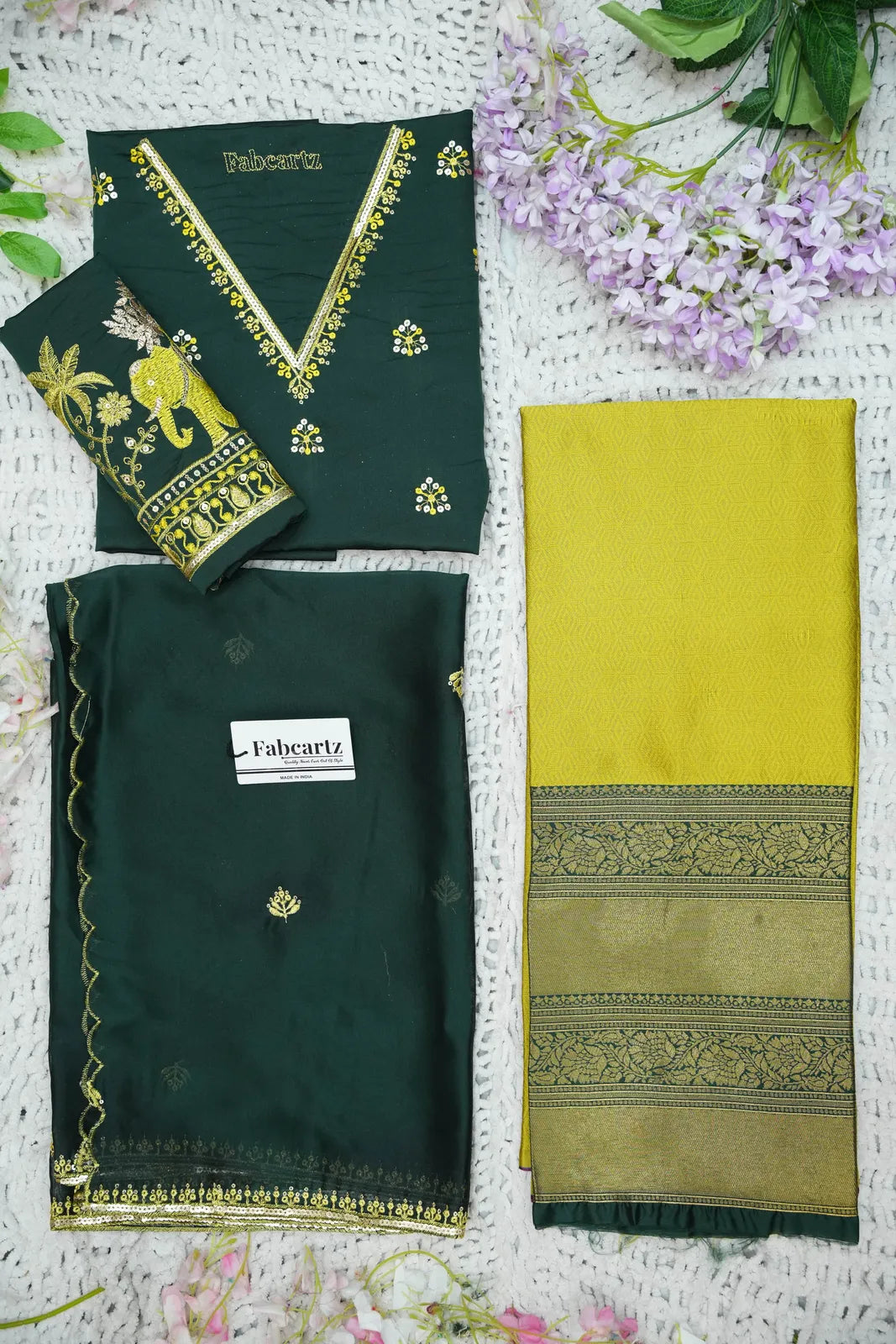 Amrutha South Indian Festival Traditional Half Saree with Embroidered Blouse & Dupatta