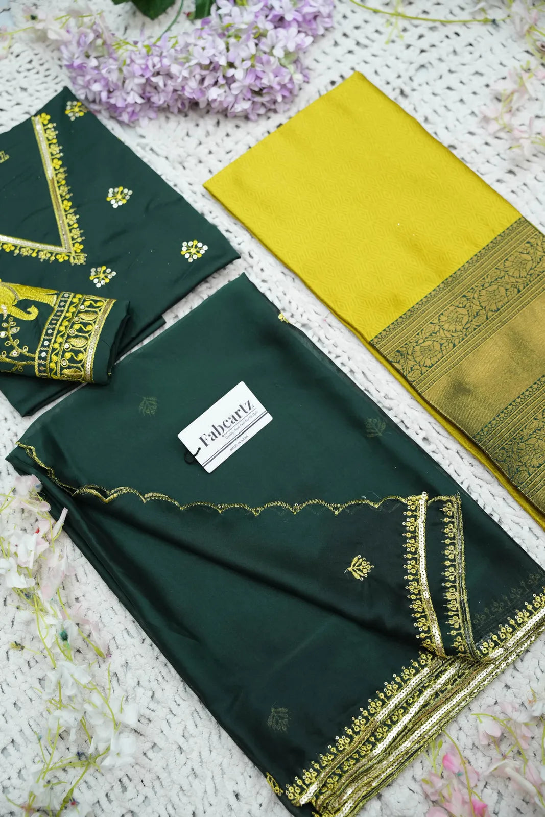Amrutha South Indian Festival Traditional Half Saree with Embroidered Blouse & Dupatta