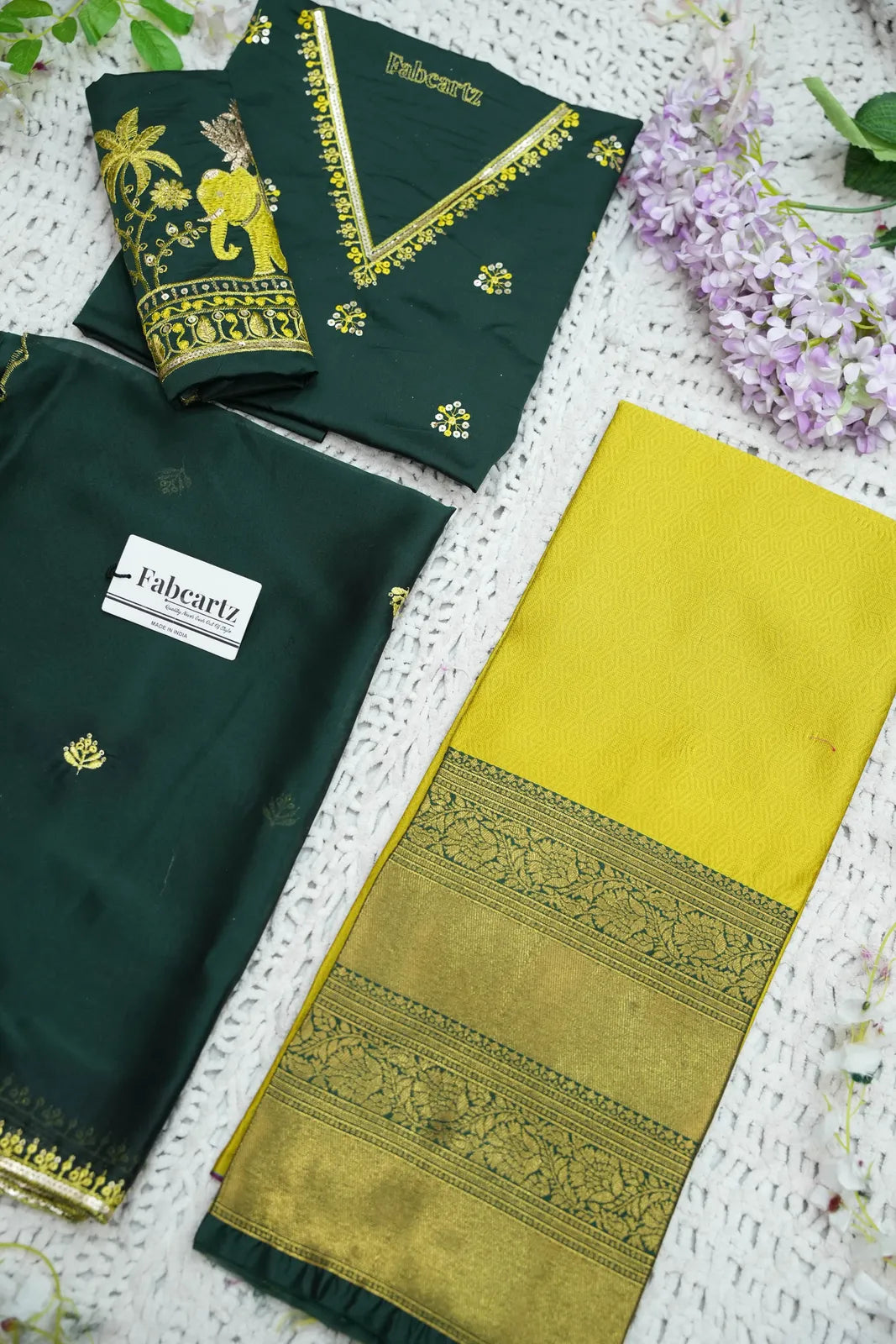 Amrutha South Indian Festival Traditional Half Saree with Embroidered Blouse & Dupatta