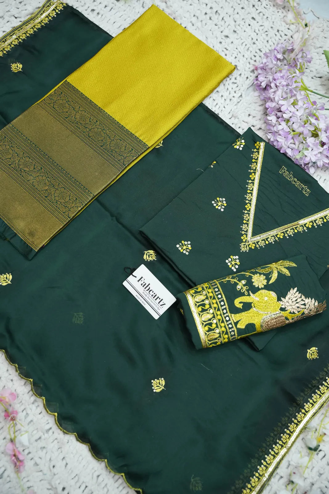 Amrutha South Indian Festival Traditional Half Saree with Embroidered Blouse & Dupatta