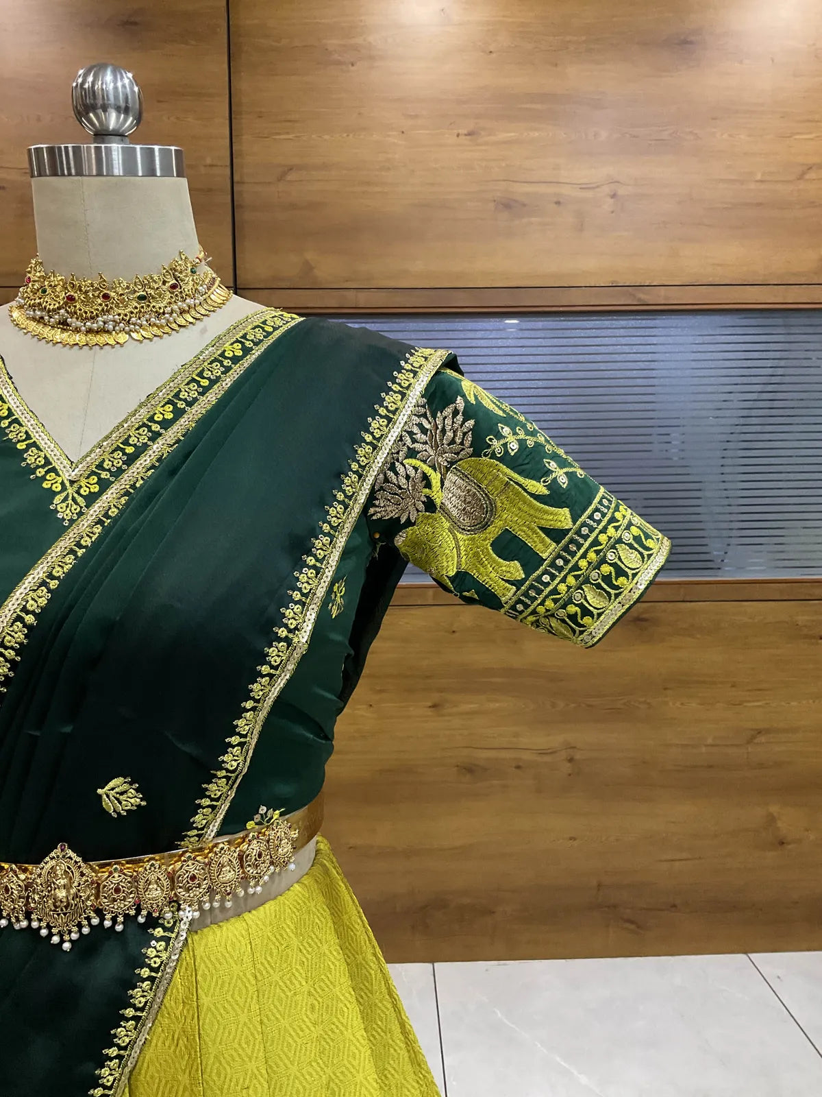 Amrutha South Indian Festival Traditional Half Saree with Embroidered Blouse & Dupatta