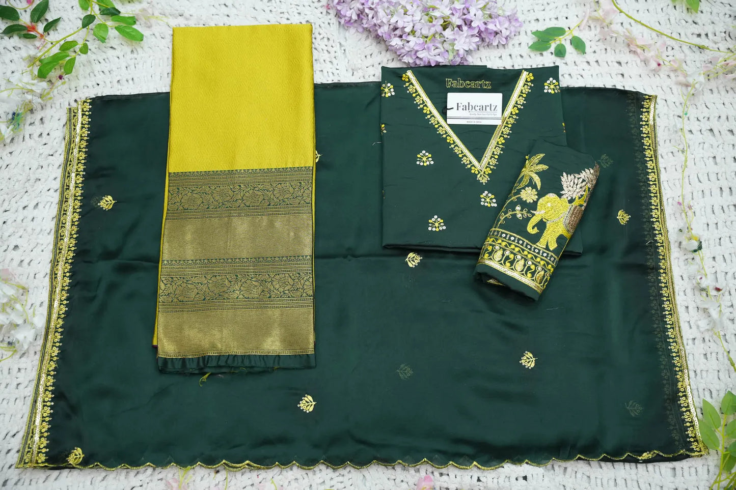 Amrutha South Indian Festival Traditional Half Saree with Embroidered Blouse & Dupatta