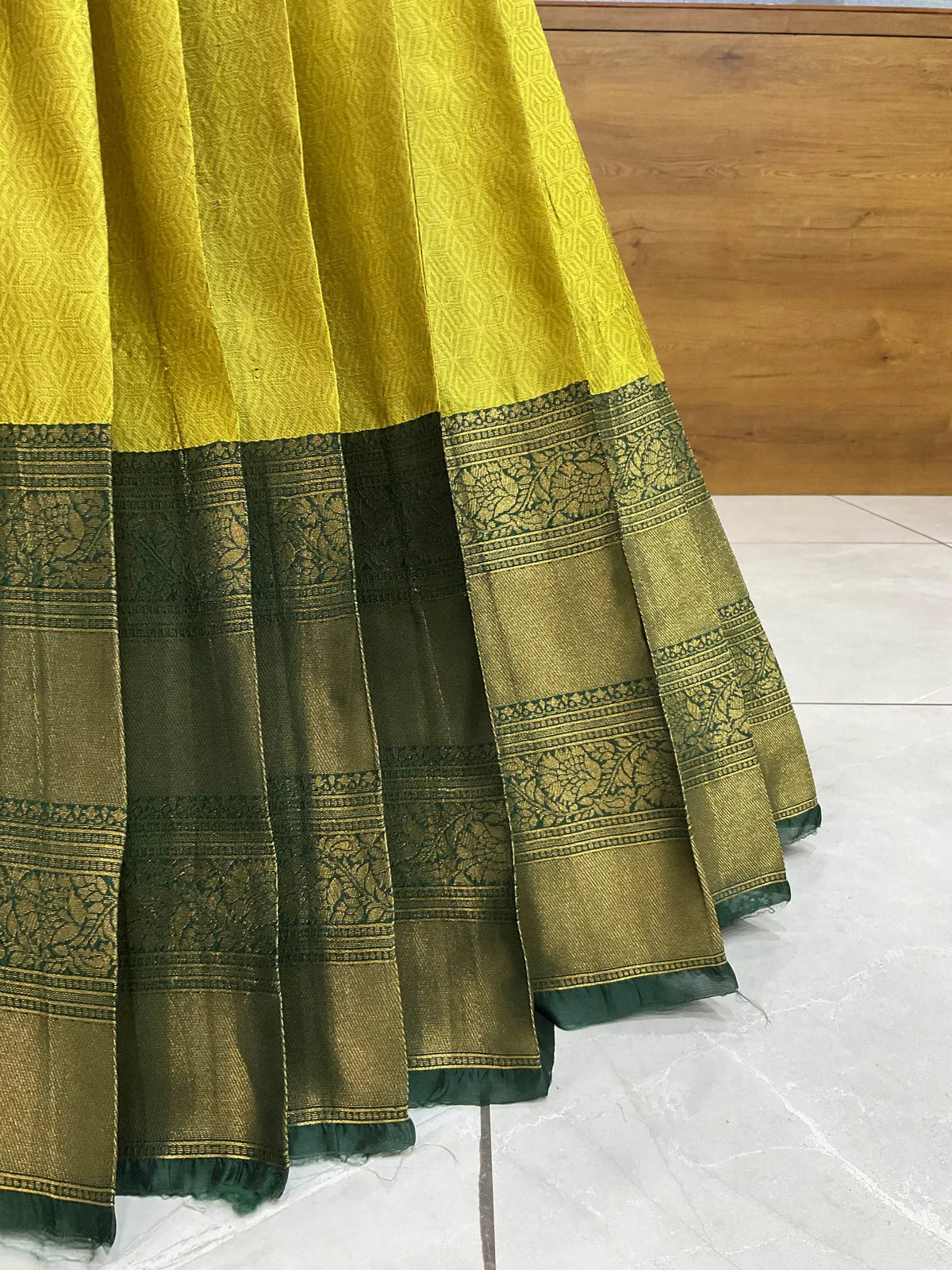 Amrutha South Indian Festival Traditional Half Saree with Embroidered Blouse & Dupatta