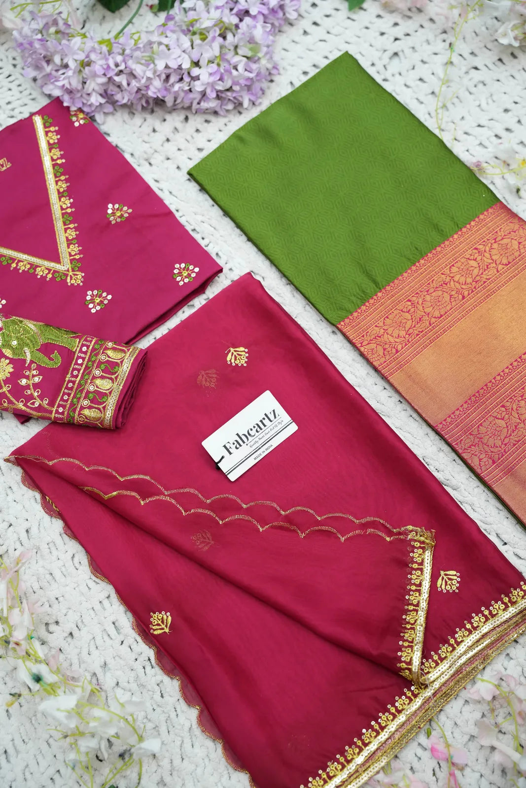 Amrutha South Indian Festival Traditional Half Saree with Embroidered Blouse & Dupatta