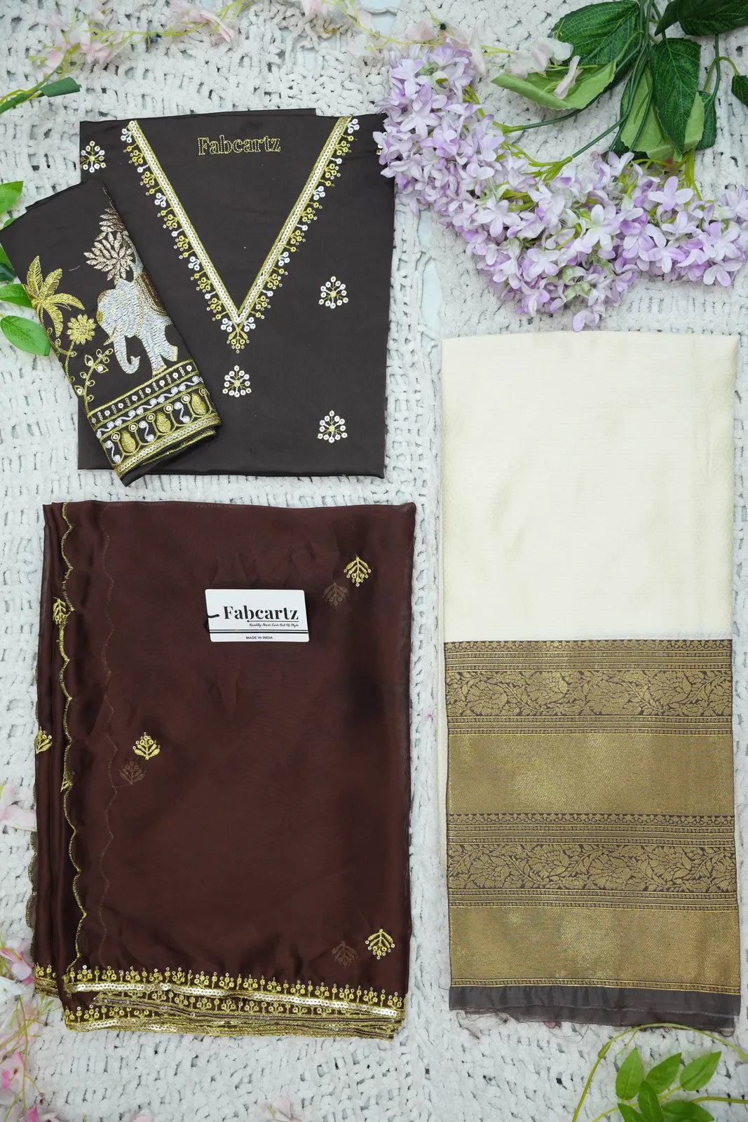 Amrutha South Indian Festival Traditional Half Saree with Embroidered Blouse & Dupatta