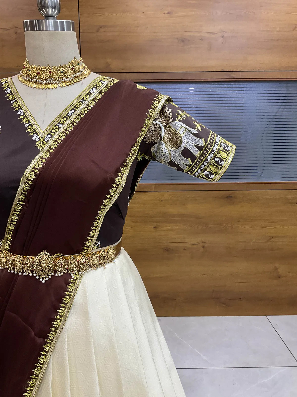 Amrutha South Indian Festival Traditional Half Saree with Embroidered Blouse & Dupatta