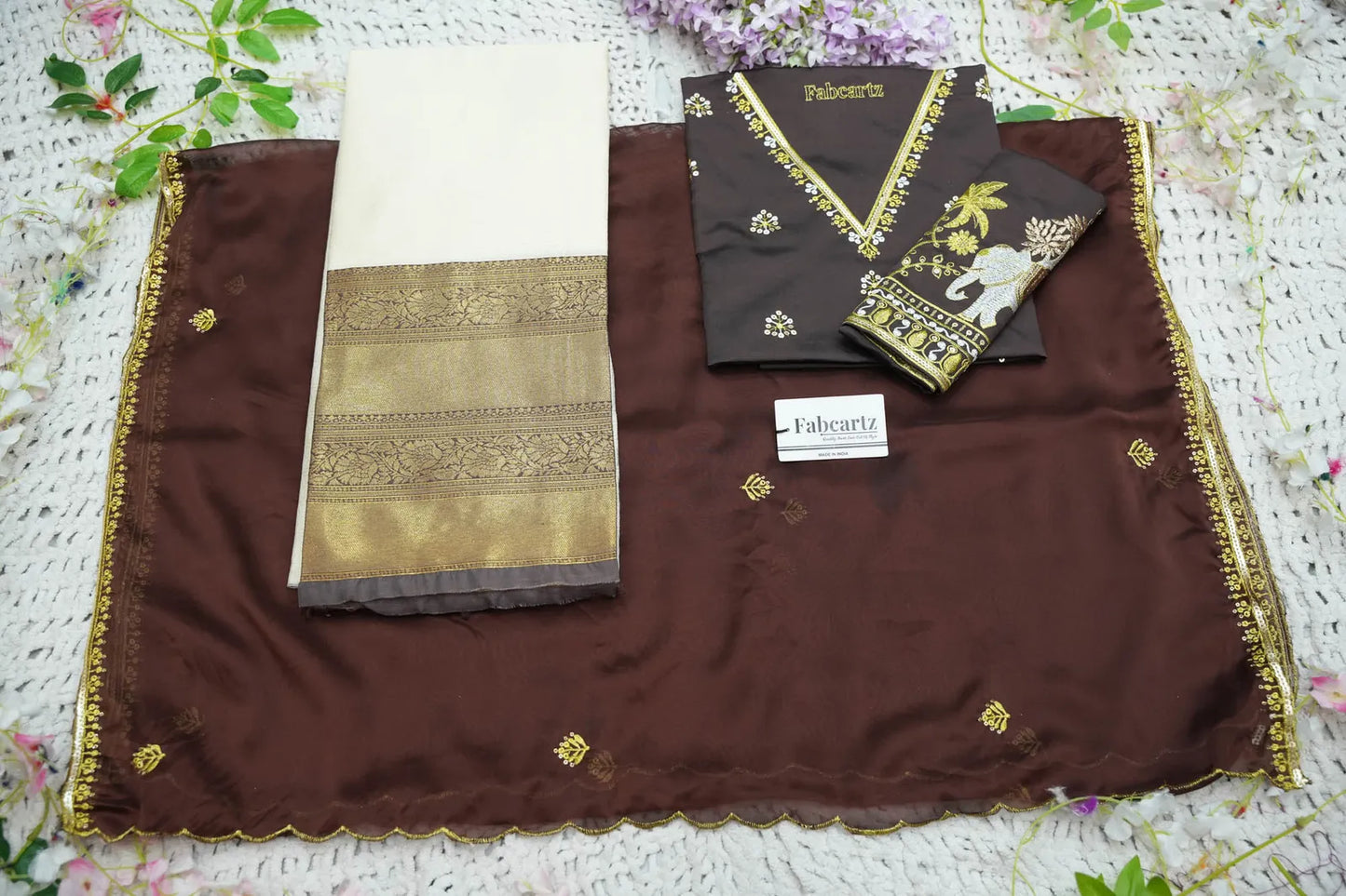 Amrutha South Indian Festival Traditional Half Saree with Embroidered Blouse & Dupatta