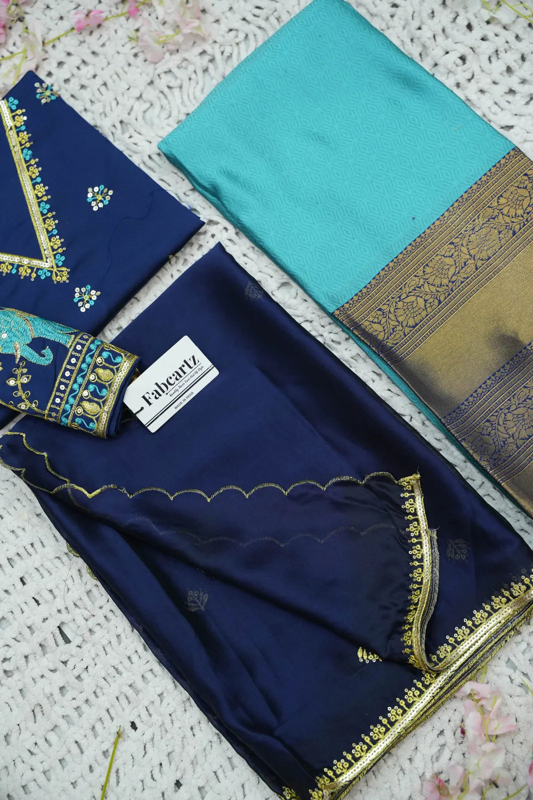 Amrutha South Indian Festival Traditional Half Saree with Embroidered Blouse & Dupatta