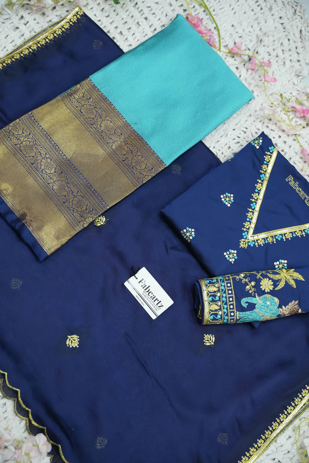 Amrutha South Indian Festival Traditional Half Saree with Embroidered Blouse & Dupatta