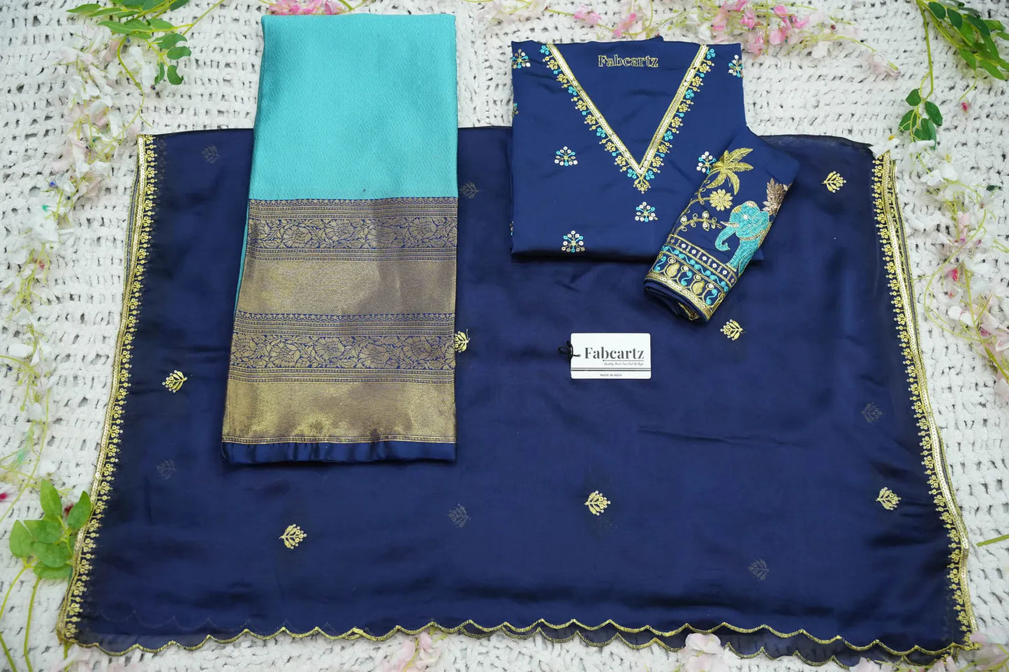 Amrutha South Indian Festival Traditional Half Saree with Embroidered Blouse & Dupatta