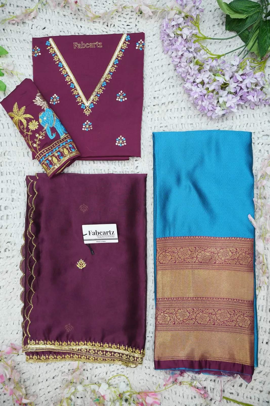 Amrutha South Indian Festival Traditional Half Saree with Embroidered Blouse & Dupatta