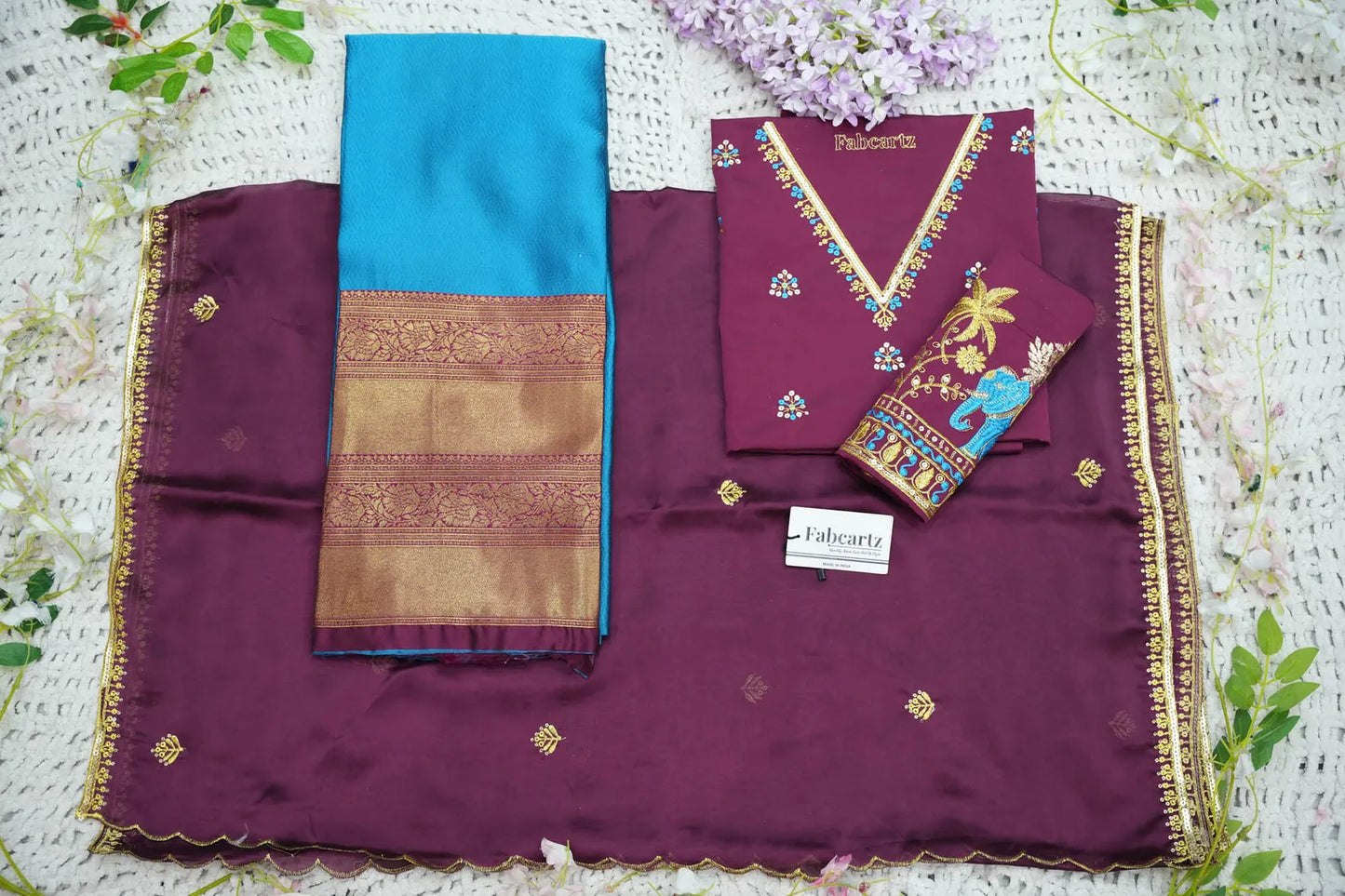 Amrutha South Indian Festival Traditional Half Saree with Embroidered Blouse & Dupatta