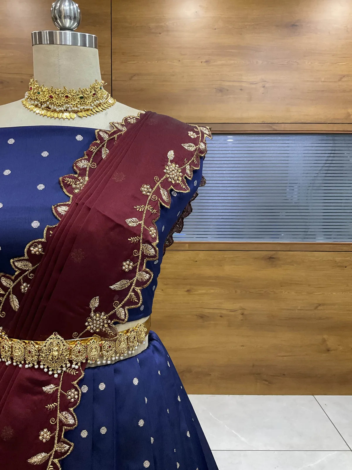 ButtiRango/Aroli South Indian Festival Traditional Half Saree with Blouse & Embroidered Dupatta